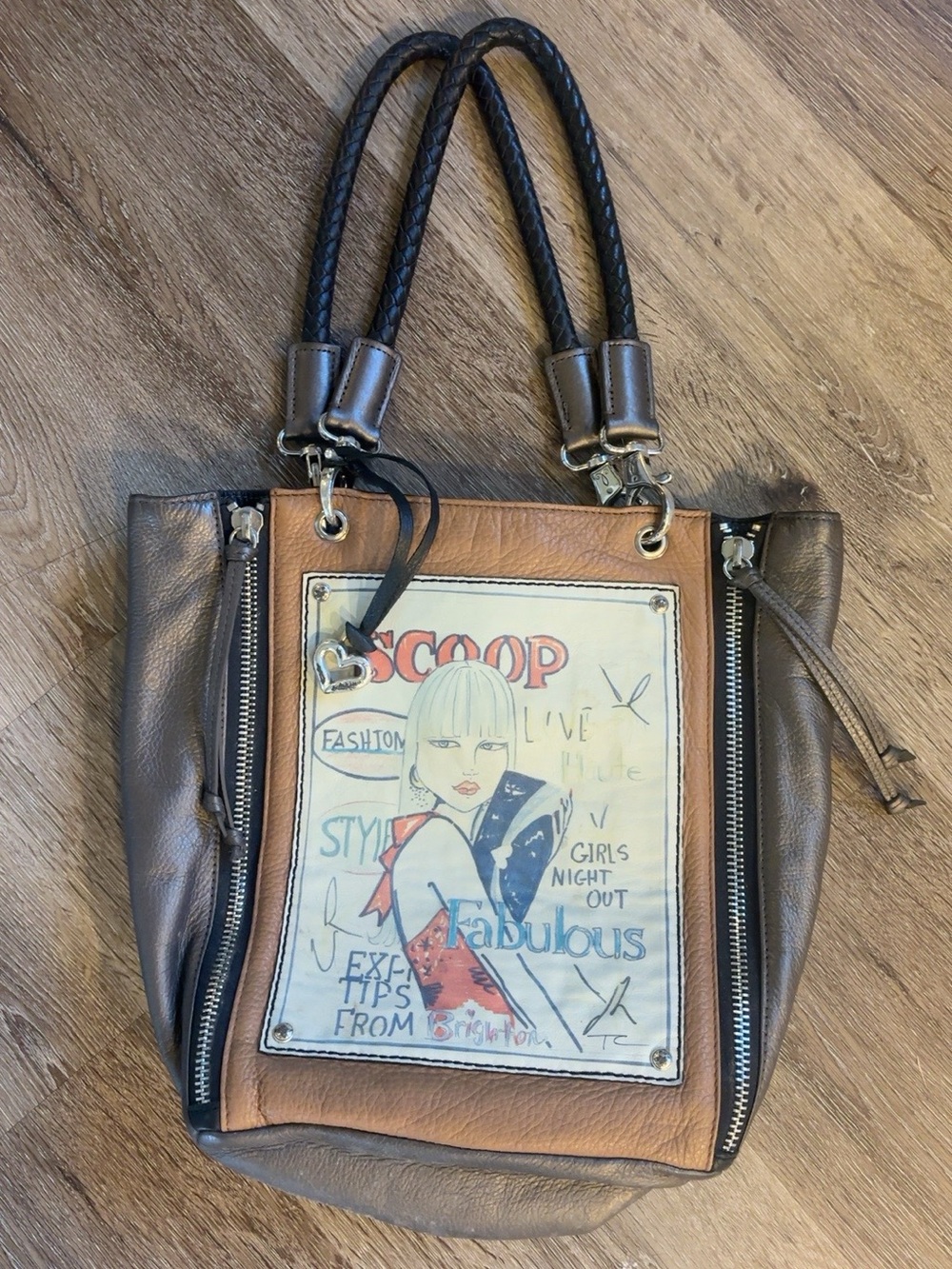 Brighton Brown & Black Graphic Panel Shoulder Bag